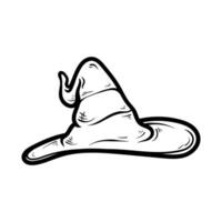 wizard witch hat isolated drawing coloring line art style sketch classic vintage design illustration vector
