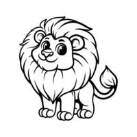 fun cartoon character of lion isolated drawing coloring line art style sketch classic vintage design illustration vector