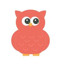 Cute owl character. Funny sitting bird for poster, greeting card and childrens design. flat illustration isolated on white background vector