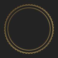Decorative vintage card with round frame or border, copy space. Template for covers, invitations, menu. Gold design on black background. vector
