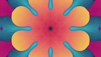 A colorful abstract flower design with a large center video