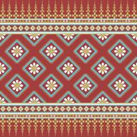 Native red fabric geometric abstract Ethnic pattern. vector
