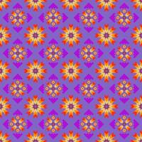 Seamless pixel art red flower pattern on purple background vector