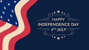 4th of July Greetings Template with Fireworks and American Flag vector