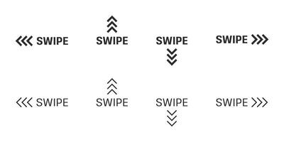 Swipe arrow icon. Right, left, up, and down slide or scroll hand sign. Drag buttons symbols. vector