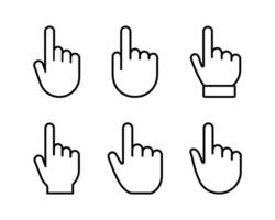 Hand click icon set. Pointer cursor mouse icon. Clicking cursor, pointing hand clicks icons. Click cursor. vector