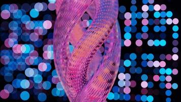 Abstract 3D Structure with Pink and Purple Mesh and Neon Bokeh Background video