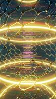 Futuristic Glowing Helix Structure with Neon Rings and Molecular Network video