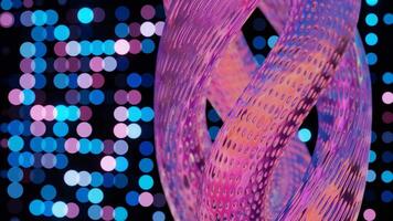Abstract 3D Structure with Pink and Purple Mesh and Neon Bokeh Background video