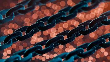 Futuristic Blockchain Concept with Glowing Blue Bokeh and Chain Links video