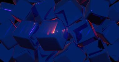 Abstract 3D Cubic Pattern with Blue and Pink Neon Highlights video