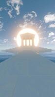a 3d rendering of a building with a sun in the background video