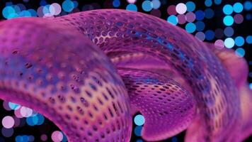 Abstract 3D Structure with Pink and Purple Mesh and Neon Bokeh Background video