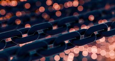 Futuristic Blockchain Concept with Glowing Blue Bokeh and Chain Links video
