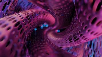 Abstract 3D Structure with Pink and Purple Mesh and Neon Bokeh Background video