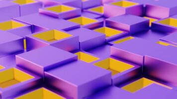 Abstract Geometric Pattern with Purple and Yellow 3D Cubes video