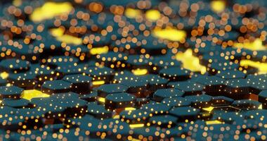 Abstract Hexagonal Pattern with Metallic Surface and Pink Glowing Highlights video