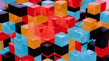 Abstract 3D Geometric Pattern with Colorful Interlocking Cubes video