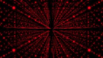 Red color 3d slowly moving glowing hi-tech particles in cyberspace futuristic design technology background video