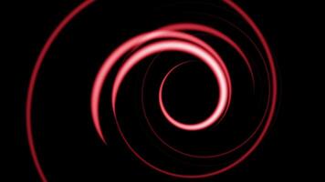 Red color glowing lines rotating and moving in circular motion modern design black background video