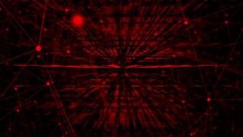 Red color web like structure mesh pattern in cyberspace plexus design futuristic technology background video