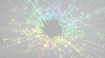 multicolor glowing shooting stars with circular dots 3D tunnel hi-tech design futuristic background video