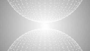 white color mesh pattern low poly geometric design rotating sci-fi 3d sphere on technology background video