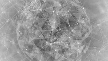 white color mesh pattern low poly geometric design rotating sci-fi 3d sphere on black background video
