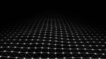 white color 3d glowing mesh pattern lines and dots modern design black seamless background video