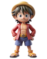 3D One Piece Figure With A Hat And A Red Shirt png