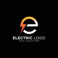 Initial E Letter with Lightning Bolt Logo Design vector