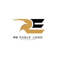 Initial RE eagle logo design vector