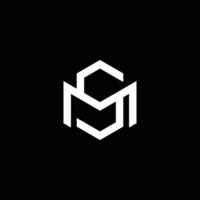 SM or MS letter with hexagon logo design vector