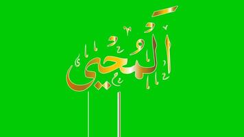 AL-MUHYI name of Allah golden color isolated on green background video