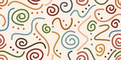 Colorful lines doodle Seamless pattern background. Creative minimalist modern line art background vector