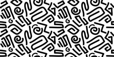 Funny lines doodle Seamless pattern background. Creative minimalist modern line art background vector