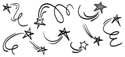 Doodle set of different rising stars. isolated on white background vector