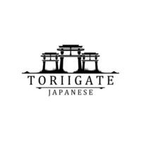 Torii Gate Logo Design Minimalist Illustration Template vector