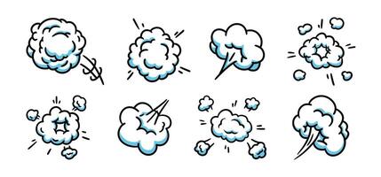 Comic boom smoke effect. Puff and burst clouds for surprising and explosive events vector