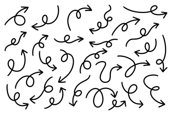 Hand drawn Swirl Arrow Doodle Illustration