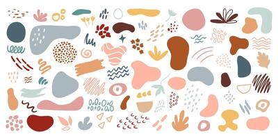 Organic shapes set on white background. Hand drawn abstract design elements in pastel colors. Minimal stylish cover template. Art form for social media stories, branding, banner vector