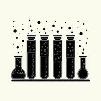 Science Experiment Test Tubes, Flasks, Bubbles, Chemistry Lab vector