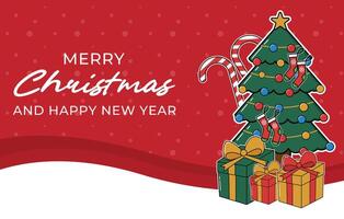 Merry christmas and happy new year greeting card design template vector