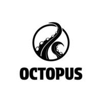 octopus tentacle kraken logo design concept idea with label circle vector