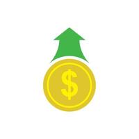 Cost symbol increase icon. Symbol image isolated on background . vector