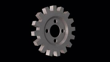 Gearwheel Rotating on a Transparent Background. Seamless Loop. Gear Icon 3D. 4K video
