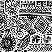 Black and white tribal ethnic pattern. vector