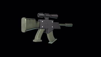 Sniper Rifle Rotating on a Transparent Background. Seamless Loop. Military Gun. 4K video