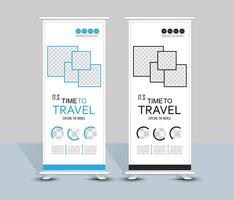 Travel roll up banner template design vector