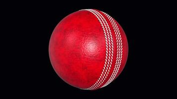 Red Cricket Hard Ball Rotating on a Transparent Background. Seamless Loop. 4K video